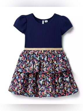 Ditsy Floral Ribbed Tiered Dress